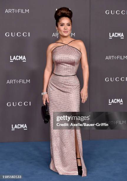 Salma Hayek attends the 2019 LACMA Art + Film Gala Presented By Gucci on November 02, 2019 in Los Angeles, California.