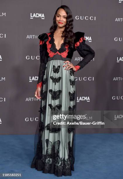 Zoe Saldana attends the 2019 LACMA Art + Film Gala Presented By Gucci on November 02, 2019 in Los Angeles, California.