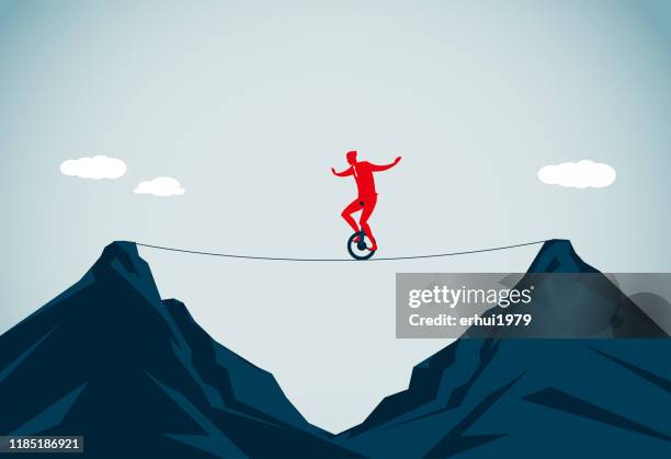 conquering adversity - stunt stock illustrations