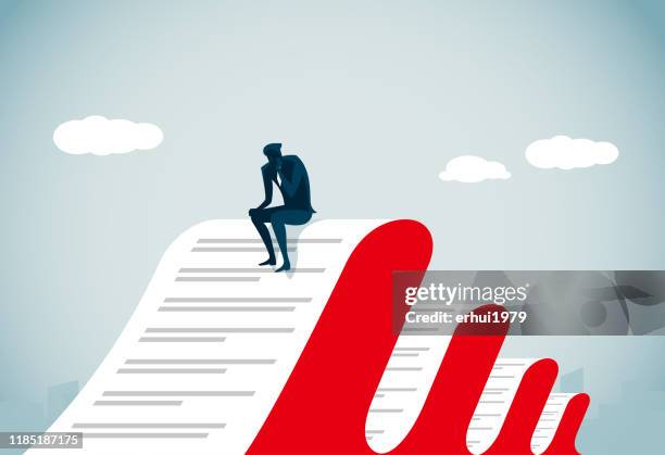 ilustraciones, imágenes clip art, dibujos animados e iconos de stock de contemplación - hombre nervioso