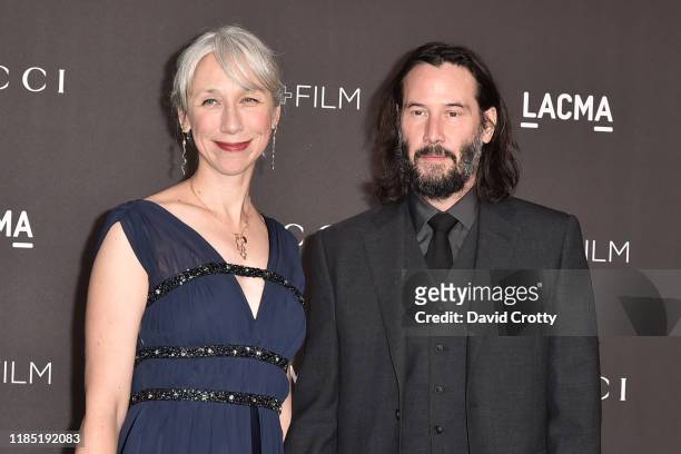 Alexandra Grant and Keanu Reeves attend the 2019 LACMA Art + Film Gala at LACMA on November 02, 2019 in Los Angeles, California.