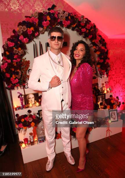 Tucker Roberts and Olivia Munn attend A Day of the Dead Celebration with Bea Åkerlund and Miranda Dickson at the Private Residence of Jonas Tahlin,...