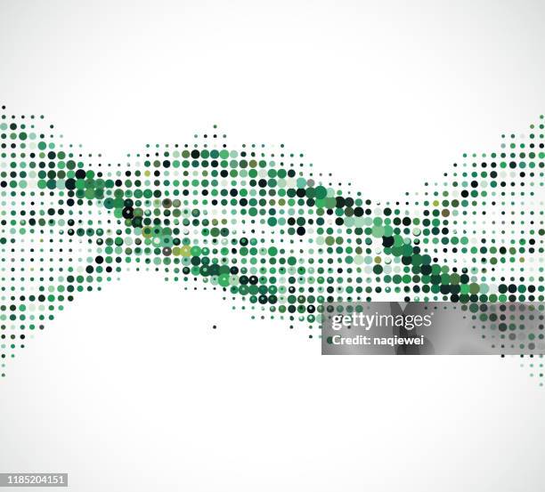 ilustrações de stock, clip art, desenhos animados e ícones de vector twisted green dots pattern backgrounds - fluxo de dados