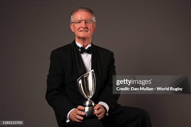 Bernard Lapasset of France, winner of the Vernon Pugh Award for Distinguished Service poses for a portrait during the World Rugby Awards 2019 at the...