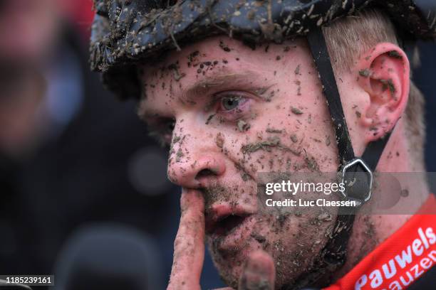 Arrival / Eli Iserbyt of Belgium and Team Pauwels Sauzen - Bingoal / Mud / Detail view / during the 33rd Superprestige Ruddervoorde 2019 /...