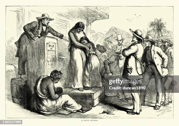 mutter und tochter bei slave auction, süd-usa, 1860er jahre verkauft - sklaverei stock-grafiken, -clipart, -cartoons und -symbole