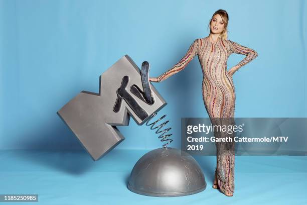 Rose Bertram poses at the MTV EMAs 2019 studio at FIBES Conference and Exhibition Centre on November 03, 2019 in Seville, Spain.