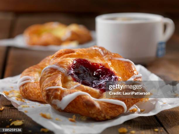 cherry danish - danish pastry stock pictures, royalty-free photos & images