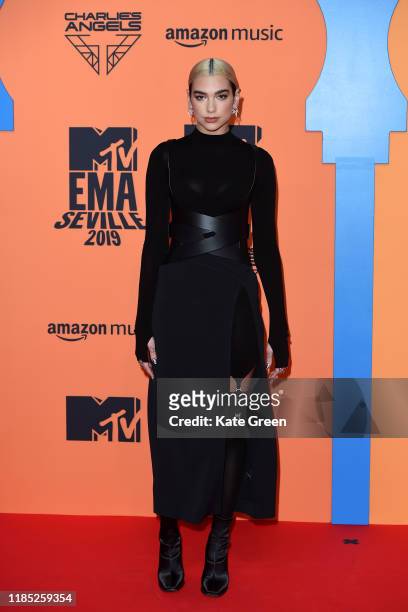 Dua Lipa attends the MTV EMAs 2019 at FIBES Conference and Exhibition Centre on November 03, 2019 in Seville, Spain.