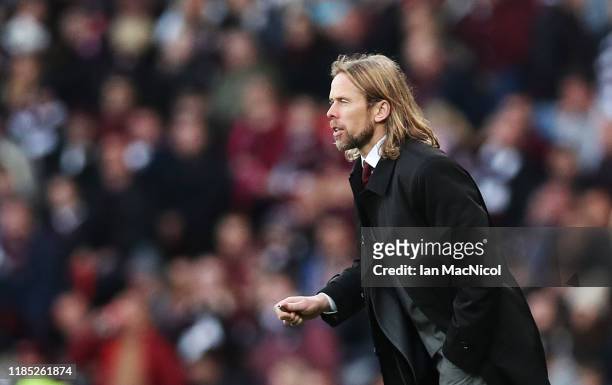 Heart of Midlothian interim head coach Austin MacPhee is seen during the Betfred League Cup semi final between Rangers and Herat of Midlothian at...