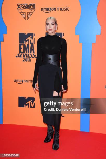 Dua Lipa attends the MTV EMAs 2019 at FIBES Conference and Exhibition Centre on November 03, 2019 in Seville, Spain.