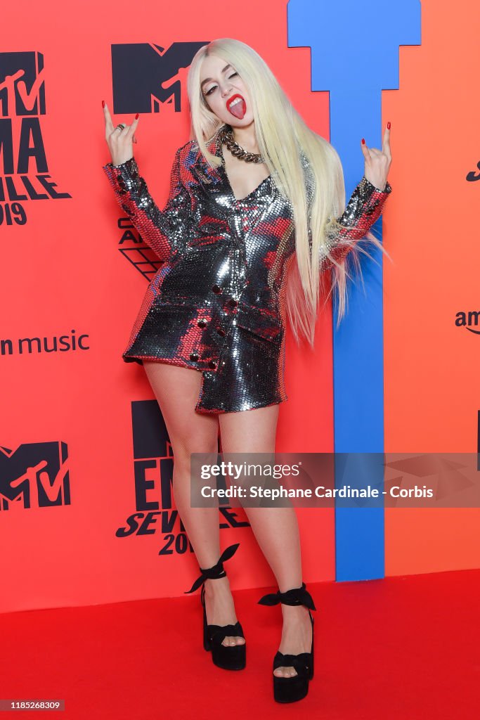 Ava Max attends the MTV EMAs 2019 at FIBES Conference and Exhibition