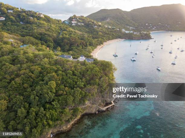 princess margaret beach at sunset, saint vincent and the grenadines, 2019 - bequia stock-fotos und bilder