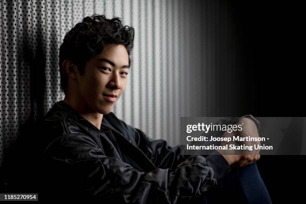 Nathan Chen of the United States poses for a photograph during day 3 of the ISU Grand Prix of Figure Skating Internationaux de France at Polesud Ice...