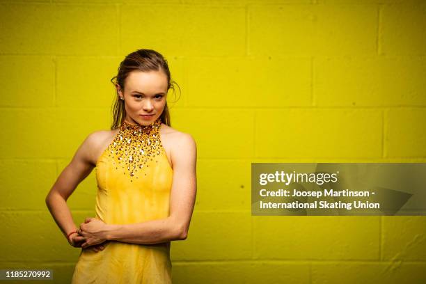 Mariah Bell of the United States poses for a photograph during day 3 of the ISU Grand Prix of Figure Skating Internationaux de France at Polesud Ice...