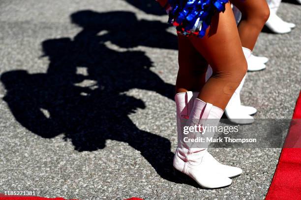 The Dallas Cowboys cheerleaders are seen for the drivers parade before the F1 Grand Prix of USA at Circuit of The Americas on November 03, 2019 in...