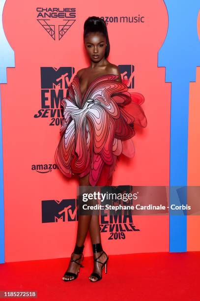 Leomie Anderson attends the MTV EMAs 2019 at FIBES Conference and Exhibition Centre on November 03, 2019 in Seville, Spain.