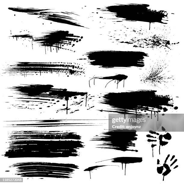 black paint splatters - mud splash white background stock illustrations