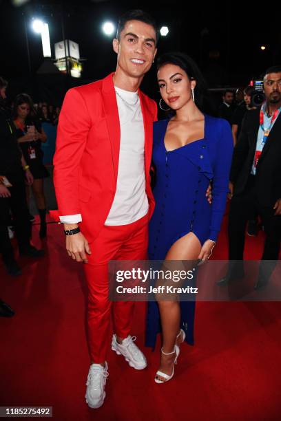 Georgina Rodriguez and Cristiano Ronaldo attend the MTV EMAs 2019 at FIBES Conference and Exhibition Centre on November 03, 2019 in Seville, Spain.