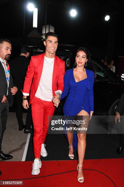 Georgina Rodriguez and Cristiano Ronaldo attend the MTV EMAs 2019 at FIBES Conference and Exhibition Centre on November 03, 2019 in Seville, Spain.