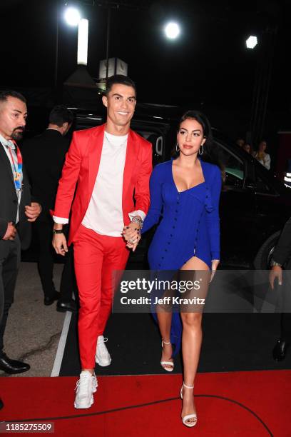 Georgina Rodriguez and Cristiano Ronaldo attend the MTV EMAs 2019 at FIBES Conference and Exhibition Centre on November 03, 2019 in Seville, Spain.