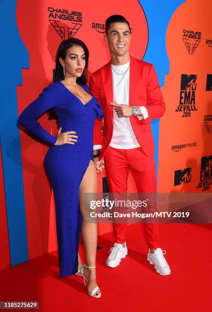 Georgina Rodriguez and Cristiano Ronaldo attend the MTV EMAs 2019 at FIBES Conference and Exhibition Centre on November 03, 2019 in Seville, Spain.