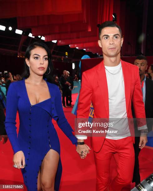 Cristiano Ronaldo and Georgina Rodriguez attend the MTV EMAs 2019 at FIBES Conference and Exhibition Centre on November 03, 2019 in Seville, Spain.