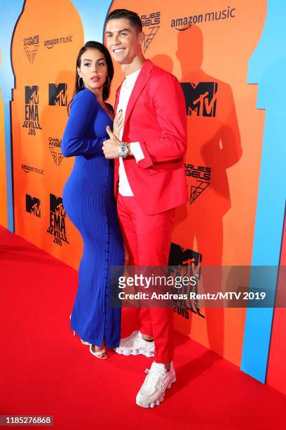 Georgina Rodriguez and Cristiano Ronaldo attend the MTV EMAs 2019 at FIBES Conference and Exhibition Centre on November 03, 2019 in Seville, Spain.