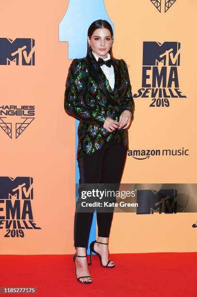 Andrea Duro attends the MTV EMAs 2019 at FIBES Conference and Exhibition Centre on November 03, 2019 in Seville, Spain.