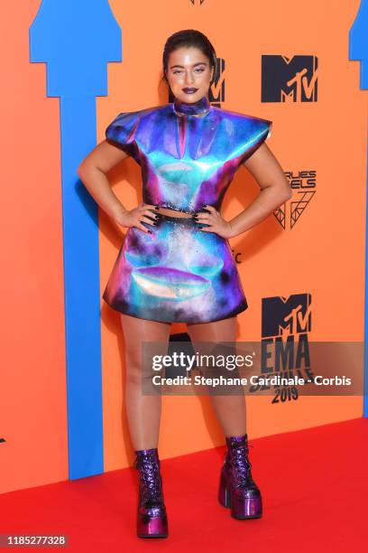 Noa Kirel attends the MTV EMAs 2019 at FIBES Conference and Exhibition Centre on November 03, 2019 in Seville, Spain.