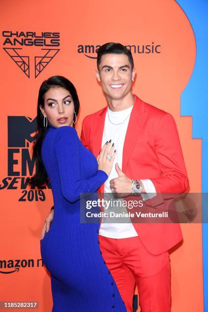 Georgina Rodriguez and Cristiano Ronaldo attend the MTV EMAs 2019 at FIBES Conference and Exhibition Centre on November 03, 2019 in Seville, Spain.