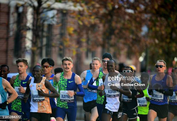 Athletes in the Men's Professional Division compete in the TCS New York City Marathon on November 03, 2019 in New York City.