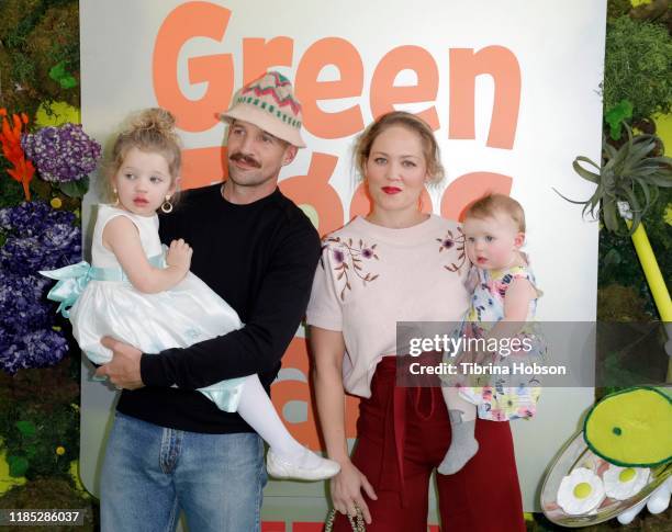 Erika Christensen, Cole Maness and their children attend the premiere of Netflix's "Green Eggs And Ham" at Hollywood American Legion on November 03,...