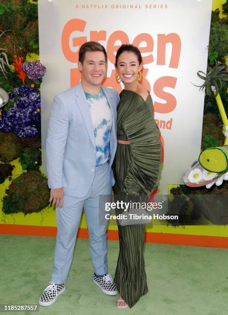 Adam DeVine and Chloe Bridges attend the premiere of Netflix's "Green Eggs And Ham" at Hollywood American Legion on November 03, 2019 in Los Angeles,...