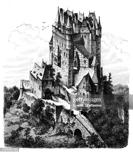 castle of burg eltz near the river mosel germany - fort stock illustrations