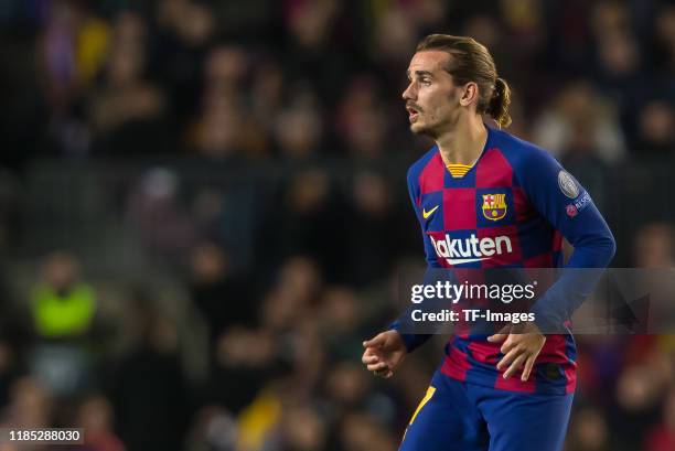 Antoine Griezmann of FC Barcelona looks on during the UEFA Champions League group F match between FC Barcelona and Borussia Dortmund at Camp Nou on...