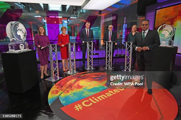 Krishnan Guru-Murthy with Liberal Democrat leader Jo Swinson, SNP leader Nicola Sturgeon, Plaid Cymru leader Adam Price, Labour Party leader Jeremy...