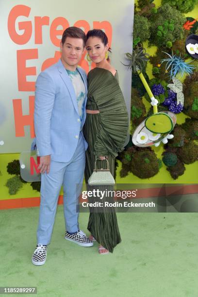 Adam DeVine and Chloe Bridges attend the premiere of Netflix's "Green Eggs And Ham" at Hollywood American Legion on November 03, 2019 in Los Angeles,...