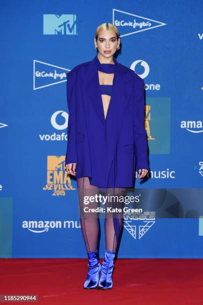 Dua Lipa in the winners room during the MTV EMAs 2019 at FIBES Conference and Exhibition Centre on November 03, 2019 in Seville, Spain.