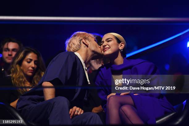 Anwar Hadid and Dua Lipa during the MTV EMAs 2019 at FIBES Conference and Exhibition Centre on November 03, 2019 in Seville, Spain.