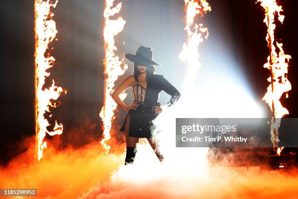 Becky G performs on stage during the MTV EMAs 2019 at FIBES Conference and Exhibition Centre on November 03, 2019 in Seville, Spain.