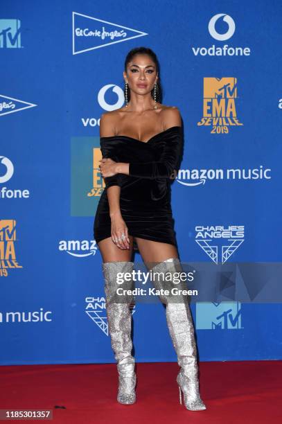 Nicole Scherzinger poses in the winners room during the MTV EMAs 2019 at FIBES Conference and Exhibition Centre on November 03, 2019 in Seville,...