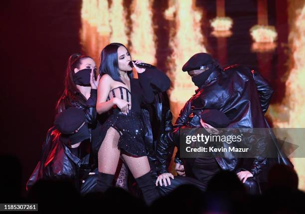 Becky G performs on stage at the MTV EMAs 2019 at FIBES Conference and Exhibition Centre on November 03, 2019 in Seville, Spain.