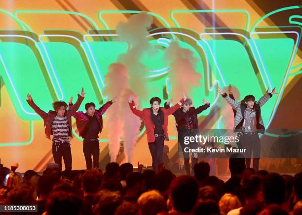 Perform on stage during the MTV EMAs 2019 at FIBES Conference and Exhibition Centre on November 03, 2019 in Seville, Spain.