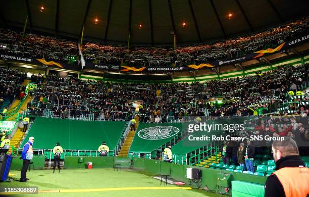 Part of the safe standing section is closed during the UEFA Europa League Group E match between Celtic and Stade Rennes at Celtic Park on November 28...