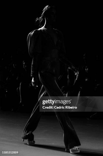 Model at the Lobster Claw show during the FFWD October Edition 2019 at the Dubai Design District on November 02, 2019 in Dubai, United Arab Emirates.