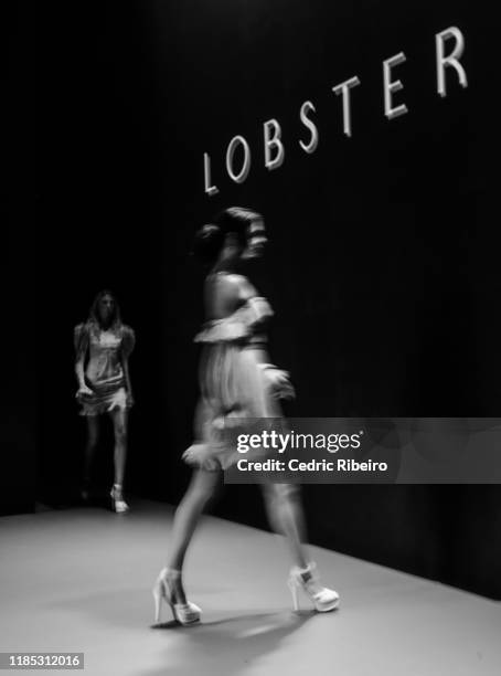 Model at the Lobster Claw show during the FFWD October Edition 2019 at the Dubai Design District on November 02, 2019 in Dubai, United Arab Emirates.