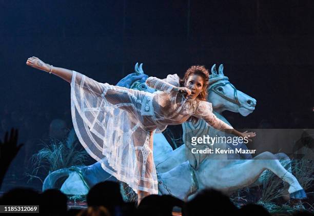 Halsey performs on stage during the MTV EMAs 2019 at FIBES Conference and Exhibition Centre on November 03, 2019 in Seville, Spain.