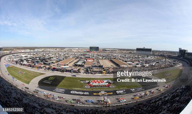 General view of the action during the Monster Energy NASCAR Cup Series AAA Texas 500 at Texas Motor Speedway on November 03, 2019 in Fort Worth,...