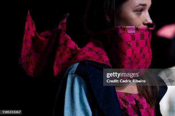 Model at the Reemami show during the FFWD October Edition 2019 at the Dubai Design District on November 02, 2019 in Dubai, United Arab Emirates.